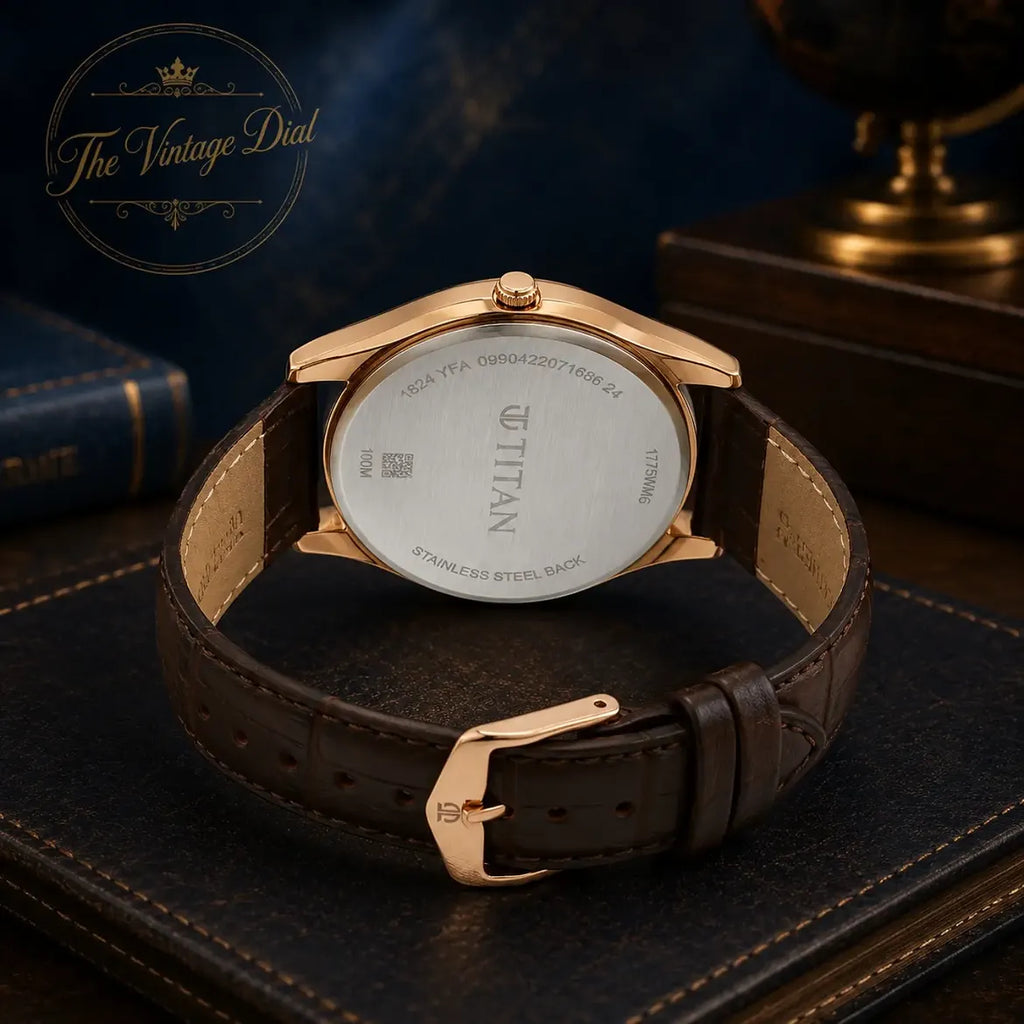 Titan Lagan Blue Dial Analog Watch For Men (1713WL01) Premium Leather Strap