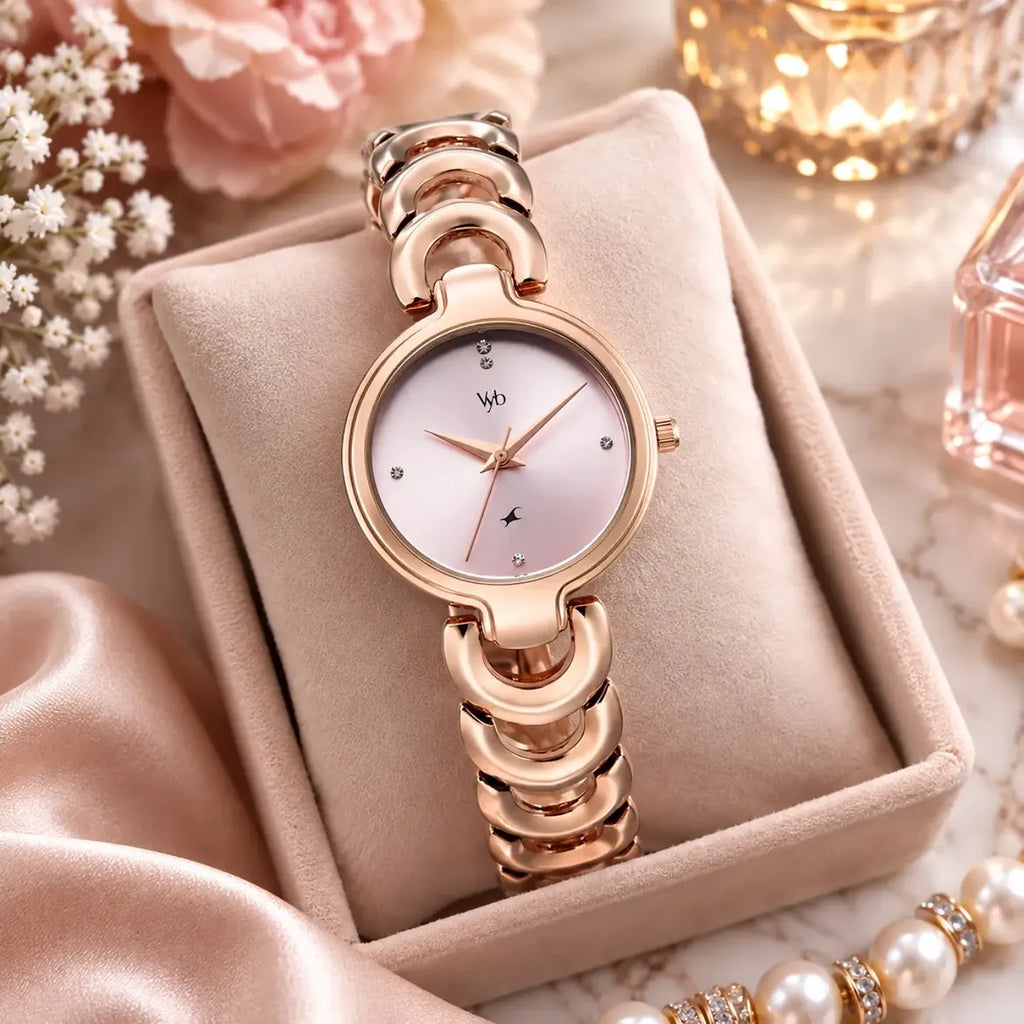 Fastrack Vyb Successor (FV60141WM01W)  Rose Gold Dial Metal Strap Women's Watch