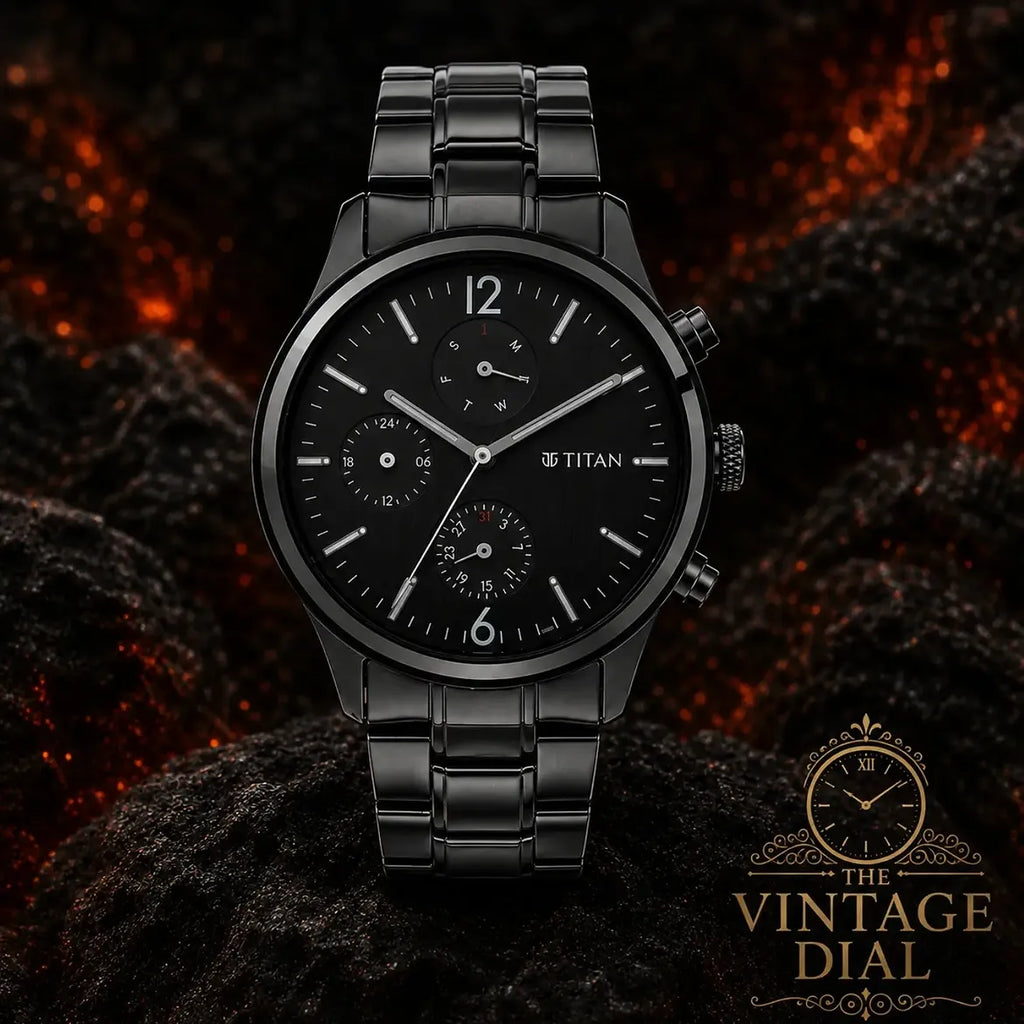Titan Neo (1805NM02) Multifunction Black Dial Metal Strap Watch For Men
