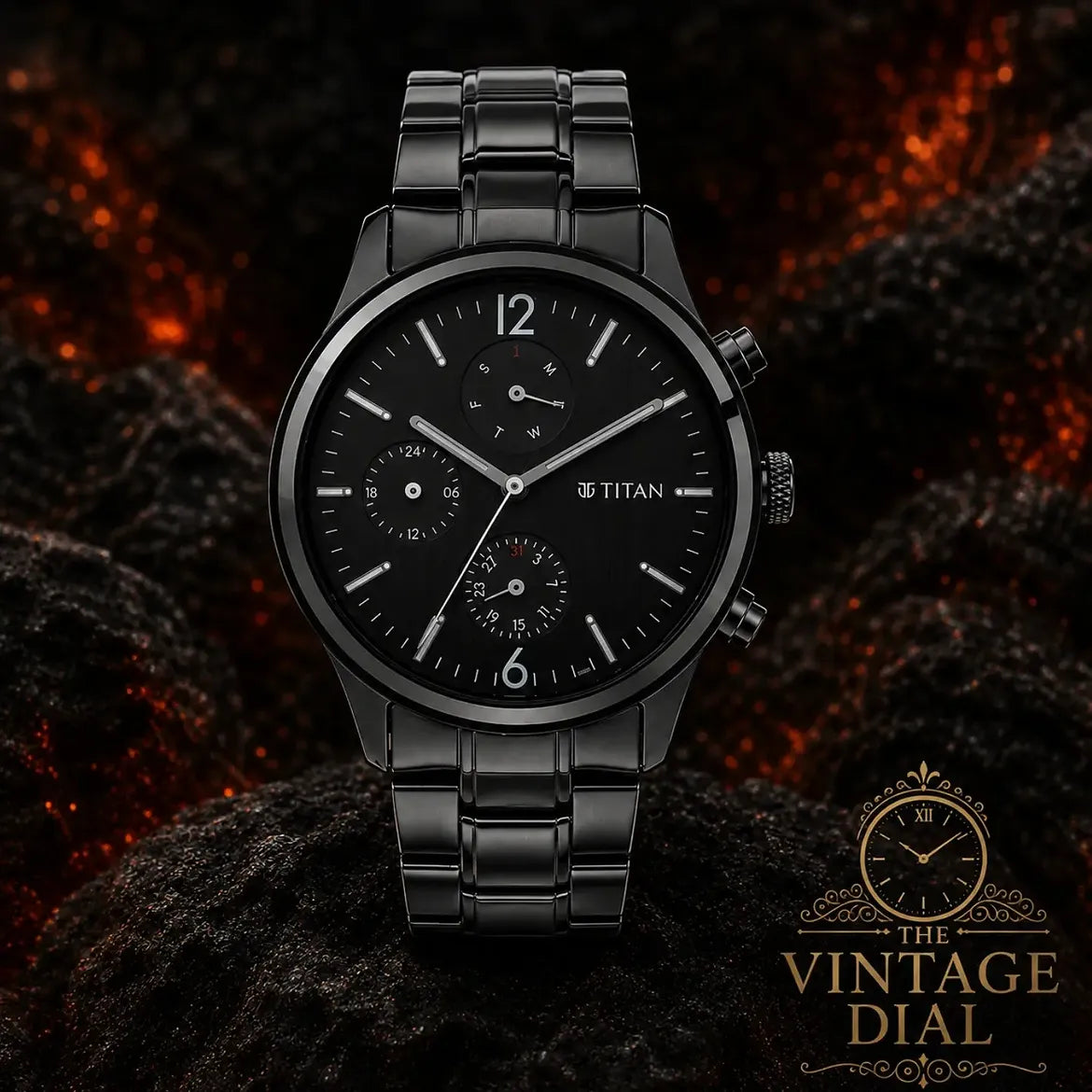 Titan Neo (1805NM02) Multifunction Black Dial Metal Strap Watch For Men
