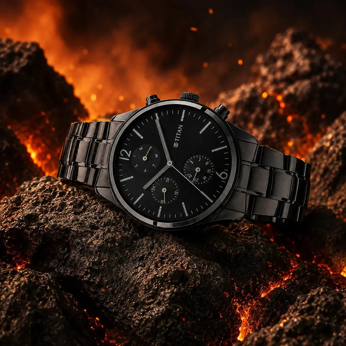 Titan Neo (1805NM02) Multifunction Black Dial Metal Strap Watch For Men