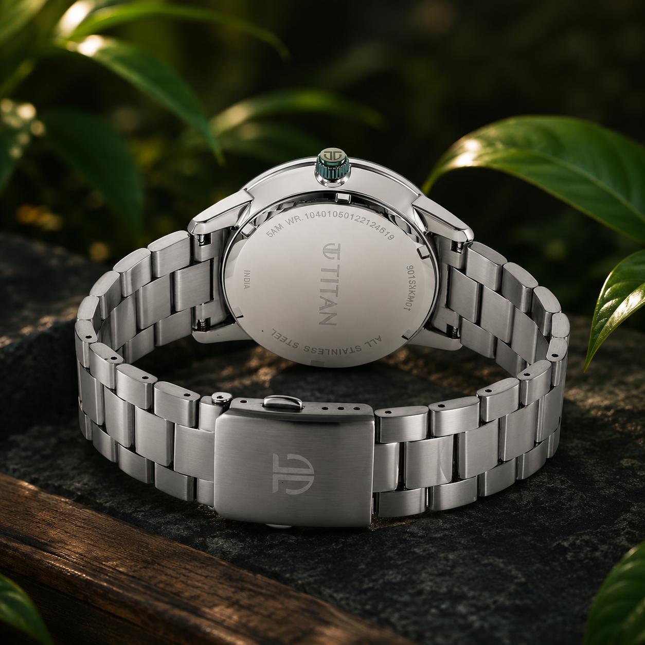 Titan Urban (90133KM01) Green Dial Multifunction Stainless Steel Watch for Men