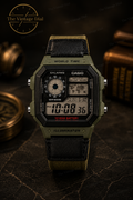 Casio Royale Military Green Digital Watch (AE-1200WHB-3BV / D101)