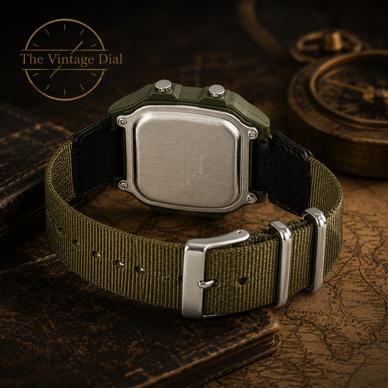 Casio Royale Military Green Digital Watch (AE-1200WHB-3BV / D101)