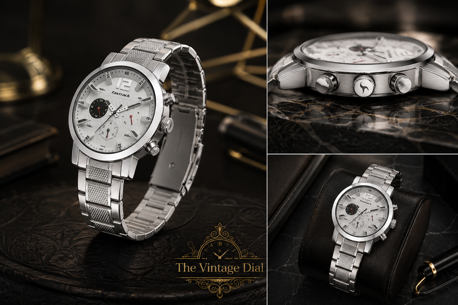 Fastrack Premium Silver Dial Chronograph Look Stainless Steel | The Vintage Dial