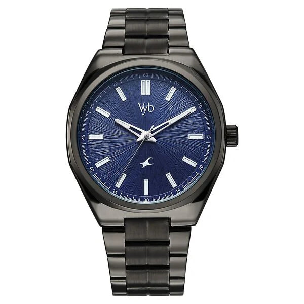 Fastrack Vyb Aviator Quartz Analog Men's Watch ( Blue Dial , Grey Stainless Steel Strap )