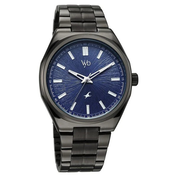 Fastrack Vyb Aviator Quartz Analog Men's Watch ( Blue Dial , Grey Stainless Steel Strap )