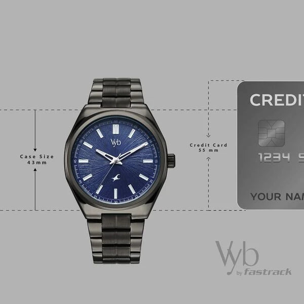 Fastrack Vyb Aviator Quartz Analog Men's Watch ( Blue Dial , Grey Stainless Steel Strap )