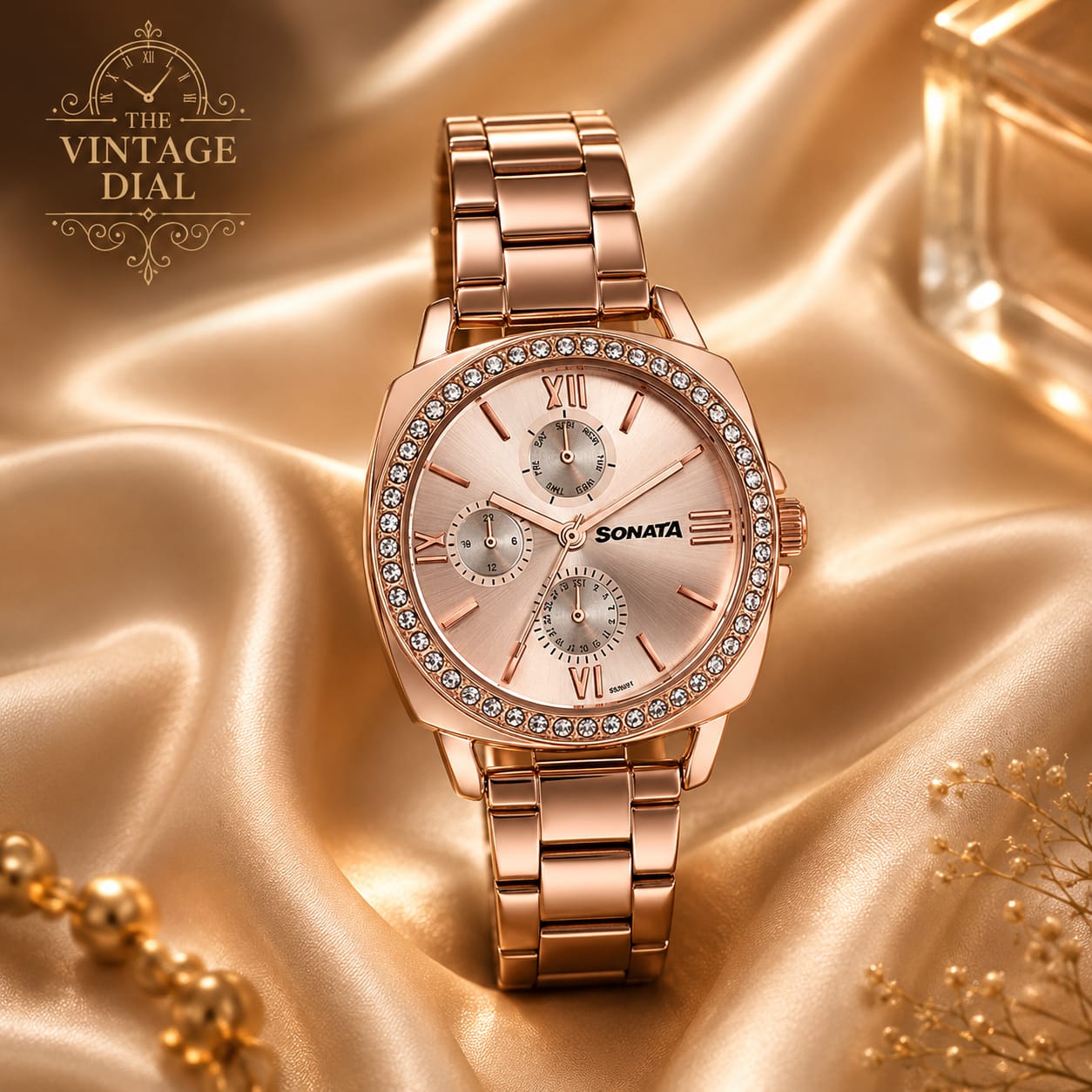 Sonata Festive 2.0 (Model : 87105WM01) Rose Gold Dial Multifunction Watch for Women | Premium Metal Strap