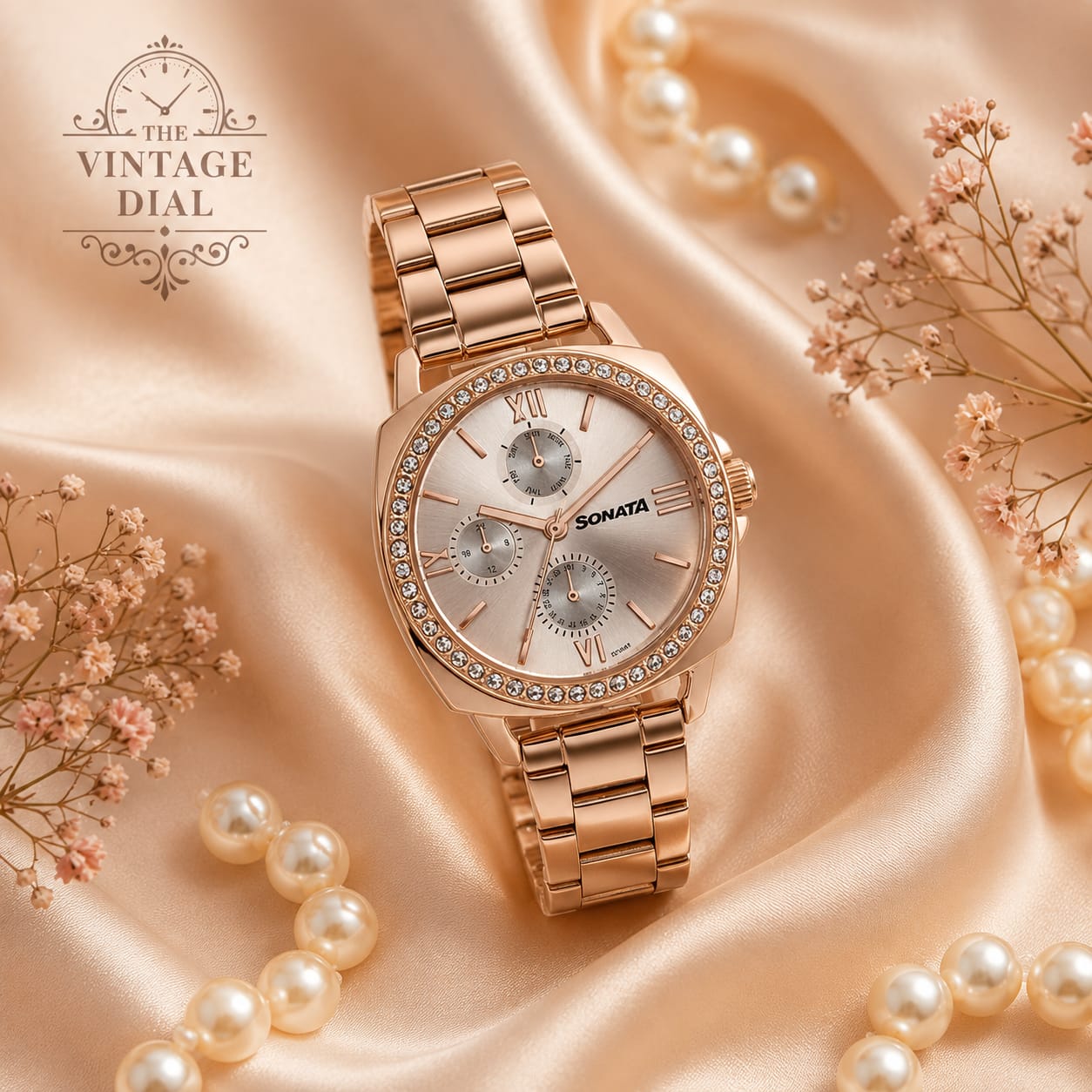 Sonata Festive 2.0 (Model : 87105WM01) Rose Gold Dial Multifunction Watch for Women | Premium Metal Strap