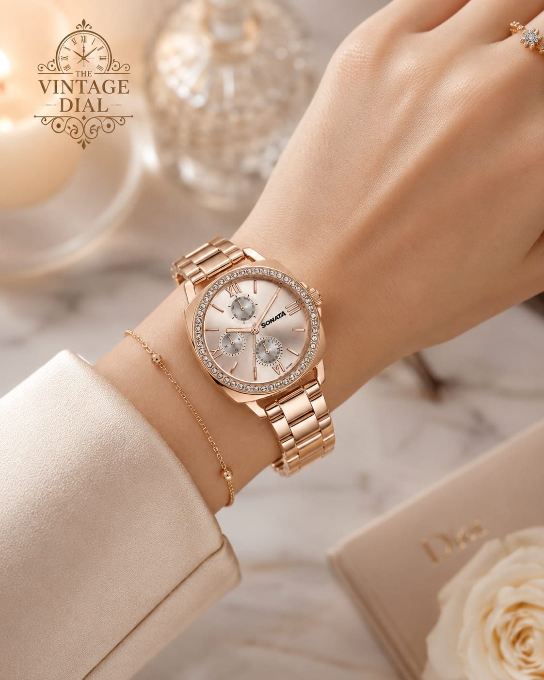 Sonata Festive 2.0 (Model : 87105WM01) Rose Gold Dial Multifunction Watch for Women | Premium Metal Strap