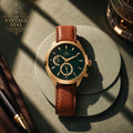 Titan Maritime 1829QL01 Green Dial Watch for Men With Brown Leather Strap