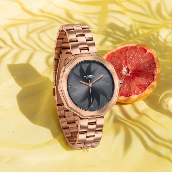 Sonata POZE Rose Gold Analog Watch for Women