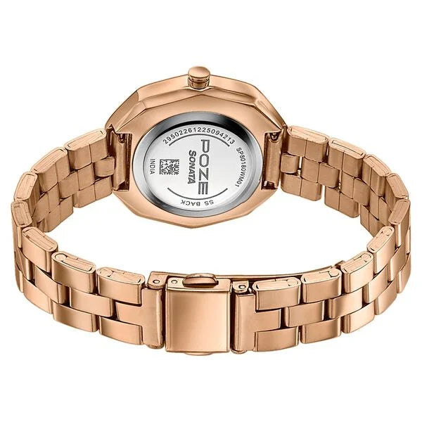 Sonata POZE Rose Gold Analog Watch for Women