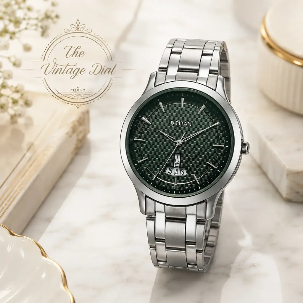 Titan Karishma Quartz Analog Green Textured Dial Watch for Men