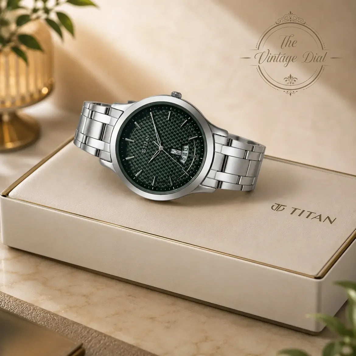 Titan Karishma Quartz Analog Green Textured Dial Watch for Men