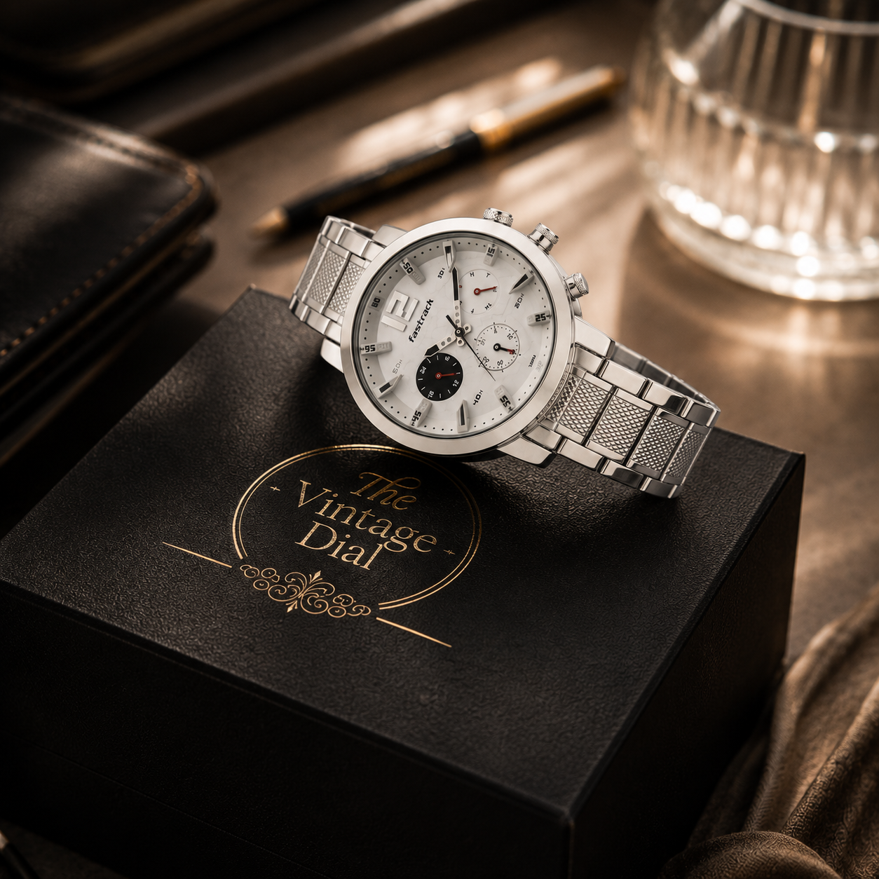 Fastrack Premium Silver Dial Chronograph Look Stainless Steel | The Vintage Dial